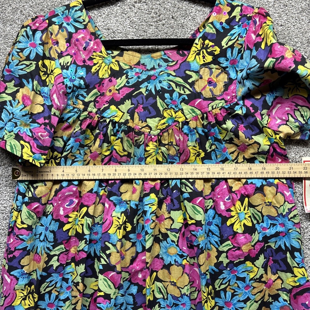 Sita Maxi Dress Womens SMALL Black Floral Rayon‎ Beachy Boho Vintage 80s NEW NWT - Picture 5 of 13